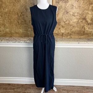 Ali Golden Romper Slit Back Jumper Large Crop Wide Leg Navy Blue Sleeveless Tank